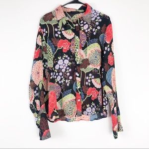 Funky Floral Button Down Top